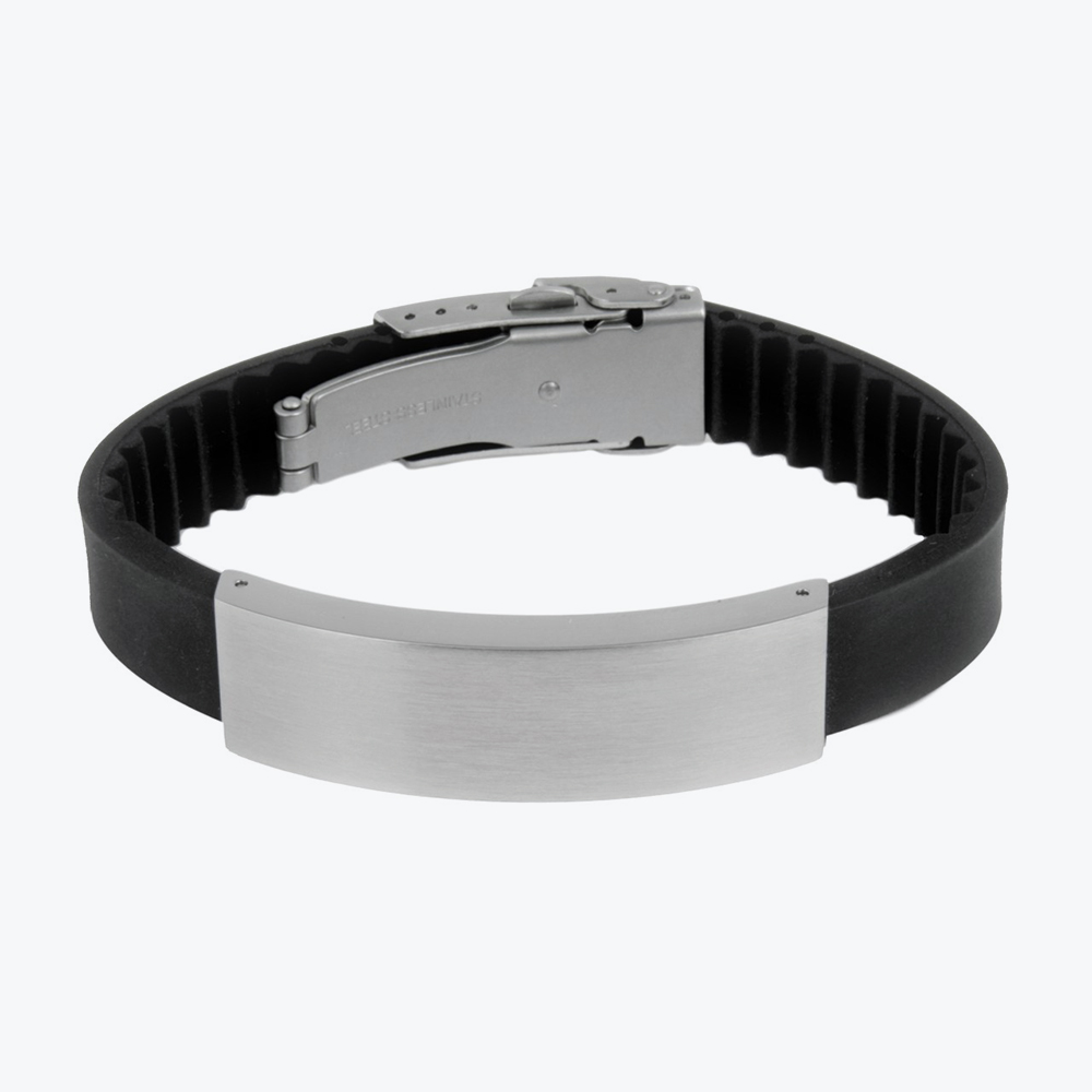 Muška narukvica sa magnetima i metalnom pločicom M-XXL