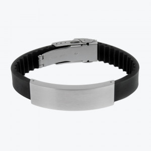 Muška narukvica sa magnetima i metalnom pločicom M-XXL