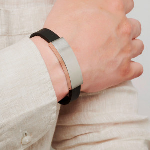 Muška narukvica sa magnetima i metalnom pločicom M-XXL