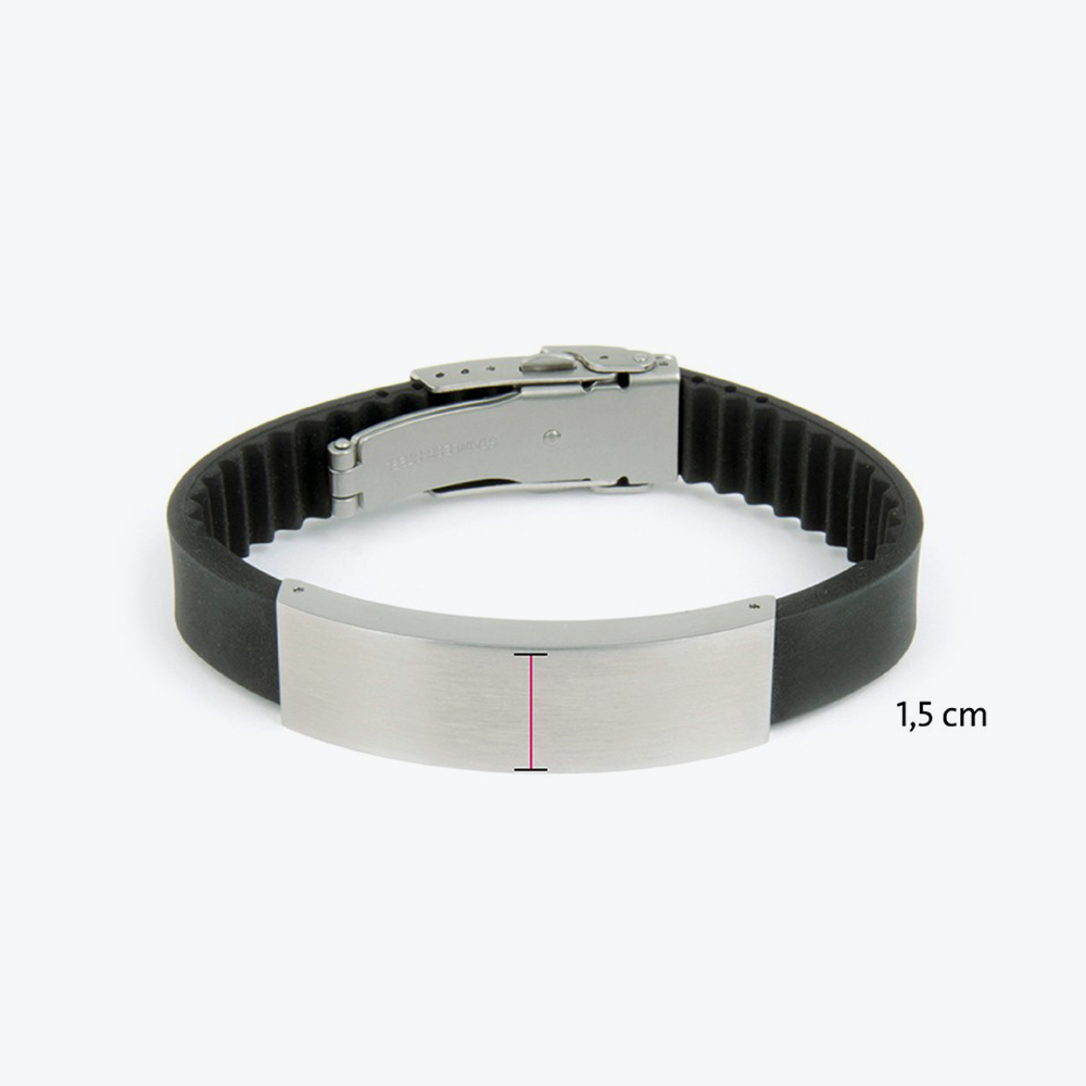 Muška narukvica sa magnetima i metalnom pločicom M-XXL
