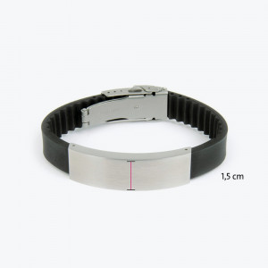 Muška narukvica sa magnetima i metalnom pločicom M-XXL