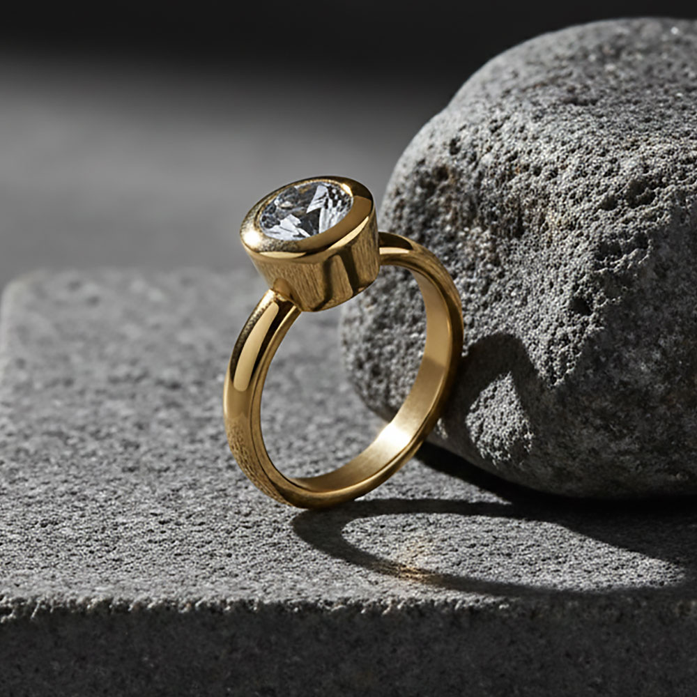 Prsten sa magnetom i  cirkonom u boji zlata 19