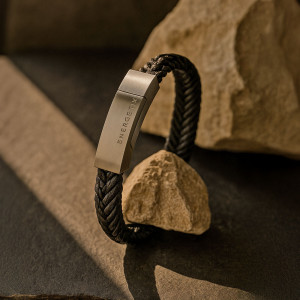 Muška pletena kožna narukvica M