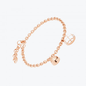 Roze zlatna narukvica sa detaljima od hladnog emajla M-XL