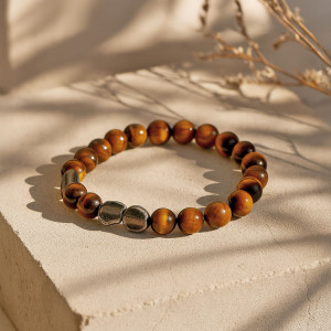 Fleksibilna narukvica sa perlama od tigrovog oka L-Xl
