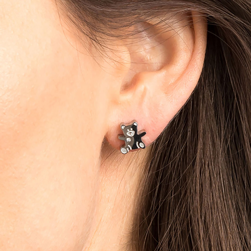 Naušnice u obliku medveda srebrne boje