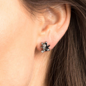 Naušnice u obliku medveda srebrne boje