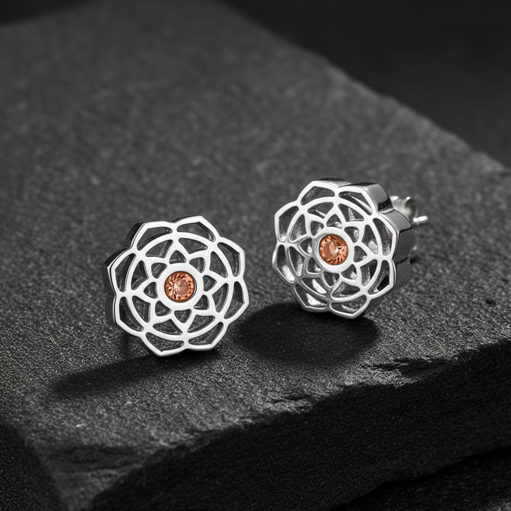 Naušnice mandala motiva sa kristalima u boji