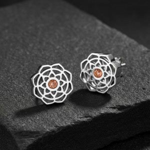 Naušnice mandala motiva sa kristalima u boji