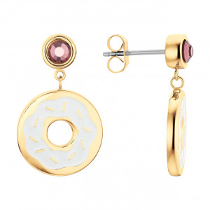 Naušnice u boji zlata u obliku krofne sa kristalima i magnetima
