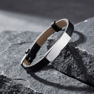 Tanka kožna narukvica sa magnetnom pločicom S-XL