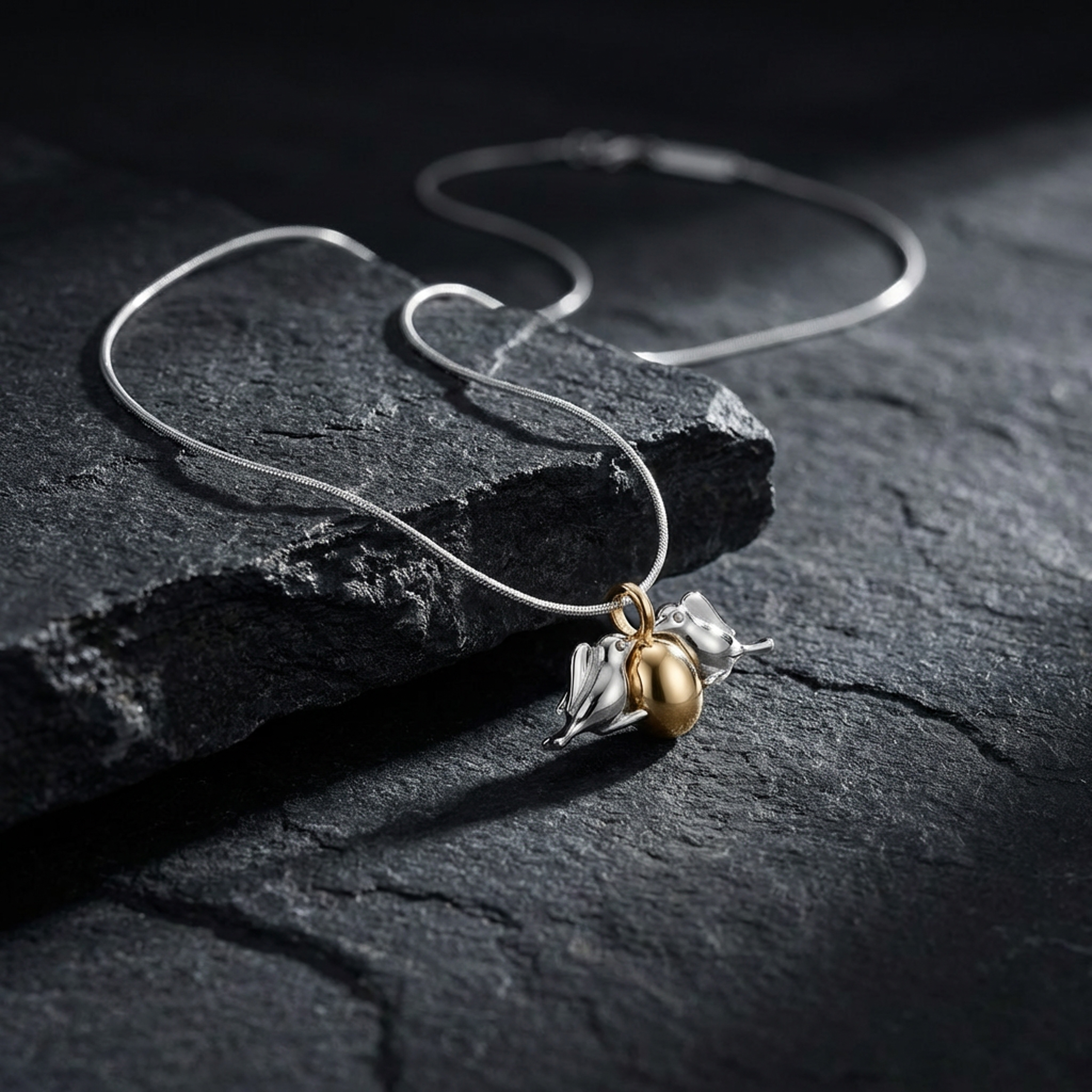 Ženska ogrlica sa priveskom zaljubljene ptičice M